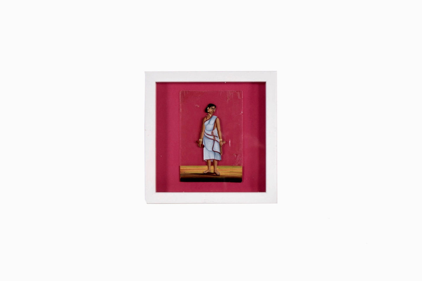 Peinture indienne antique en mica représentant une fille