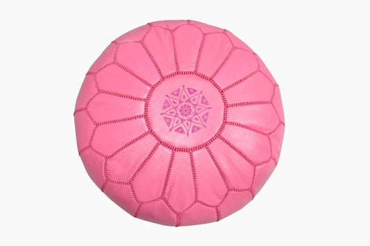 POUF EN CUIR ROSE CHAUD