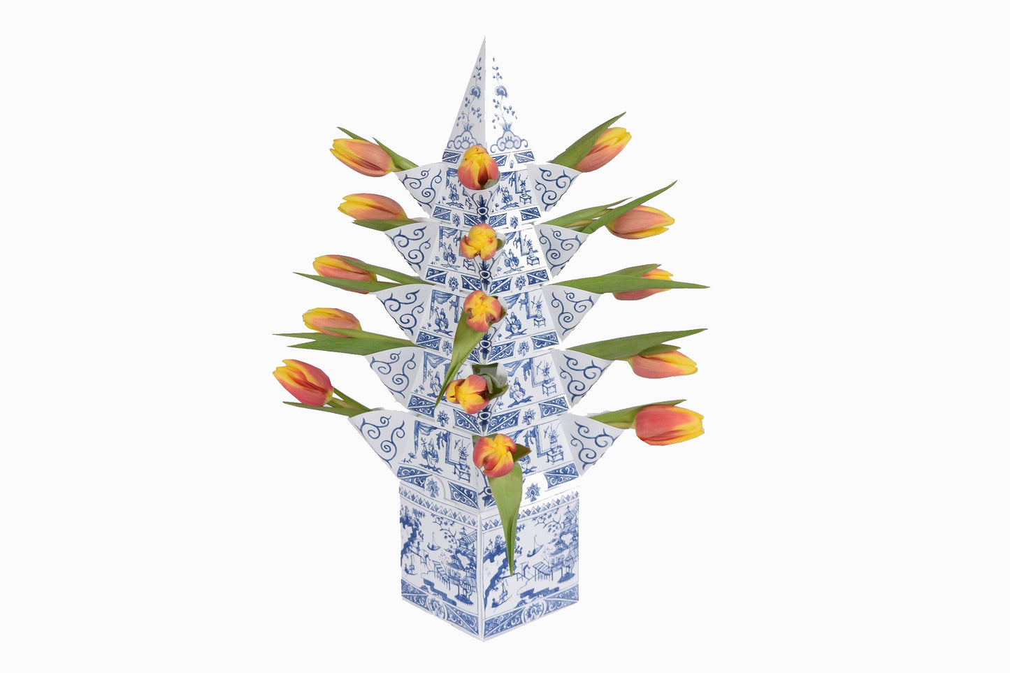 Vase à fleurs en papier en paquet plat de Delft