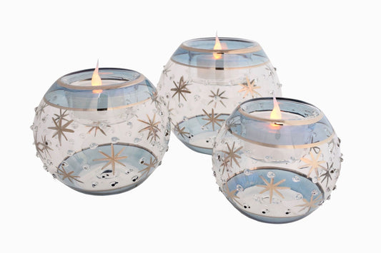 BOUGIES ÉGYPTIENS EN VERRE BLEU