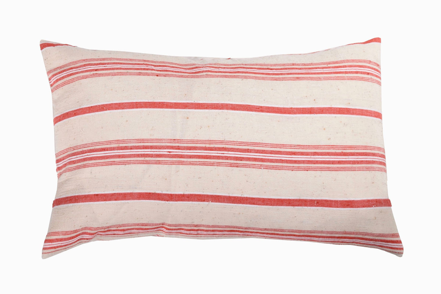 Cojín grande rectangular de lino turco coral/crema