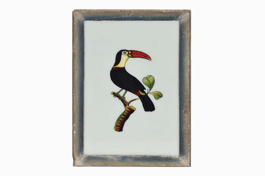 Peinture sur verre indienne d'un toucan (grand)