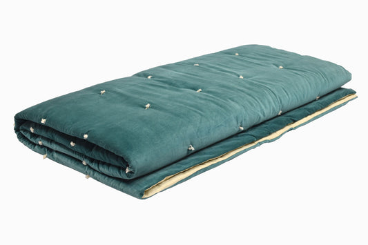 Couvre-lit BS14 Velours matelassé bleu sarcelle