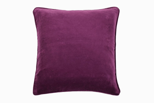 Square velvet cushion aubergine