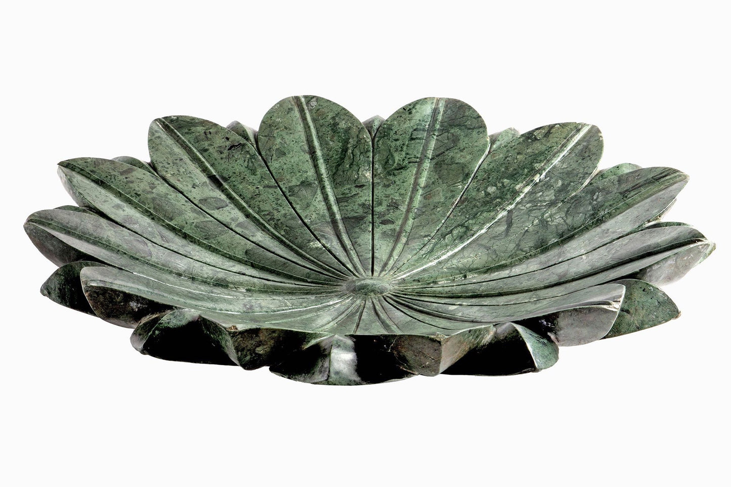 Plato de flor de loto de mármol verde extra grande