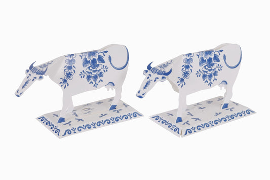 Vaches en papier bleu de Delft
