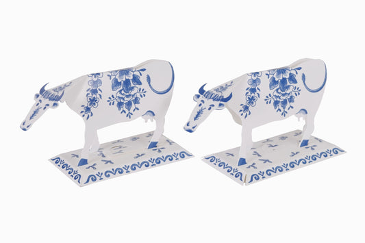 Delft blue paper cows