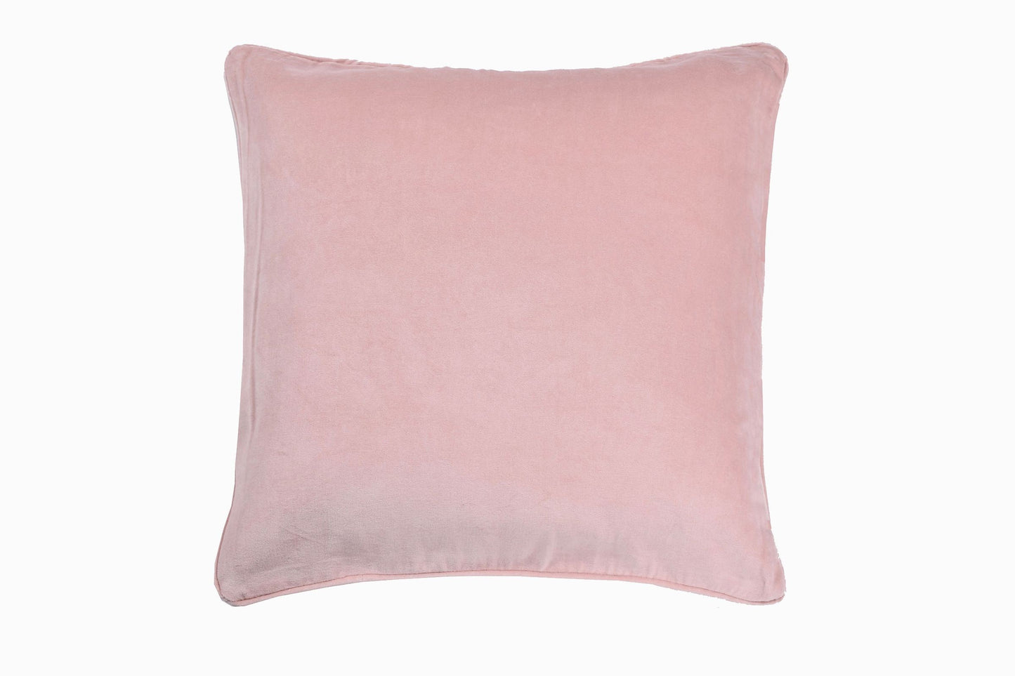 Coussin carré en velours vieux rose