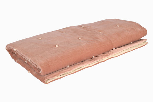 Couvre-lit BS12 Velours matelassé vieux rose