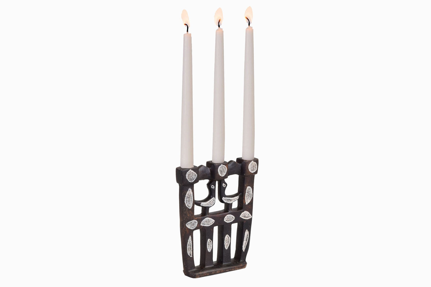 Candelabro bereber pequeño marrón con pájaros Ref 10