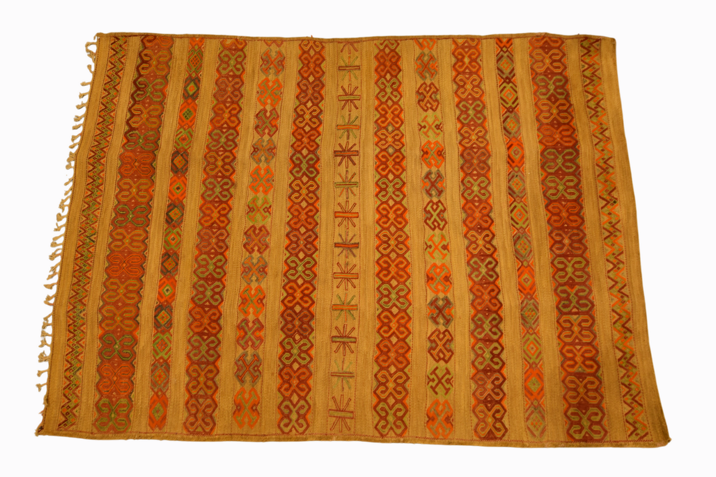 Moroccan embroidered straw rug