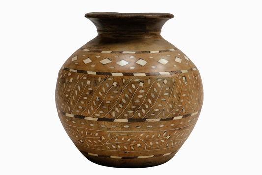 Indian Inlaid wooden pot 1