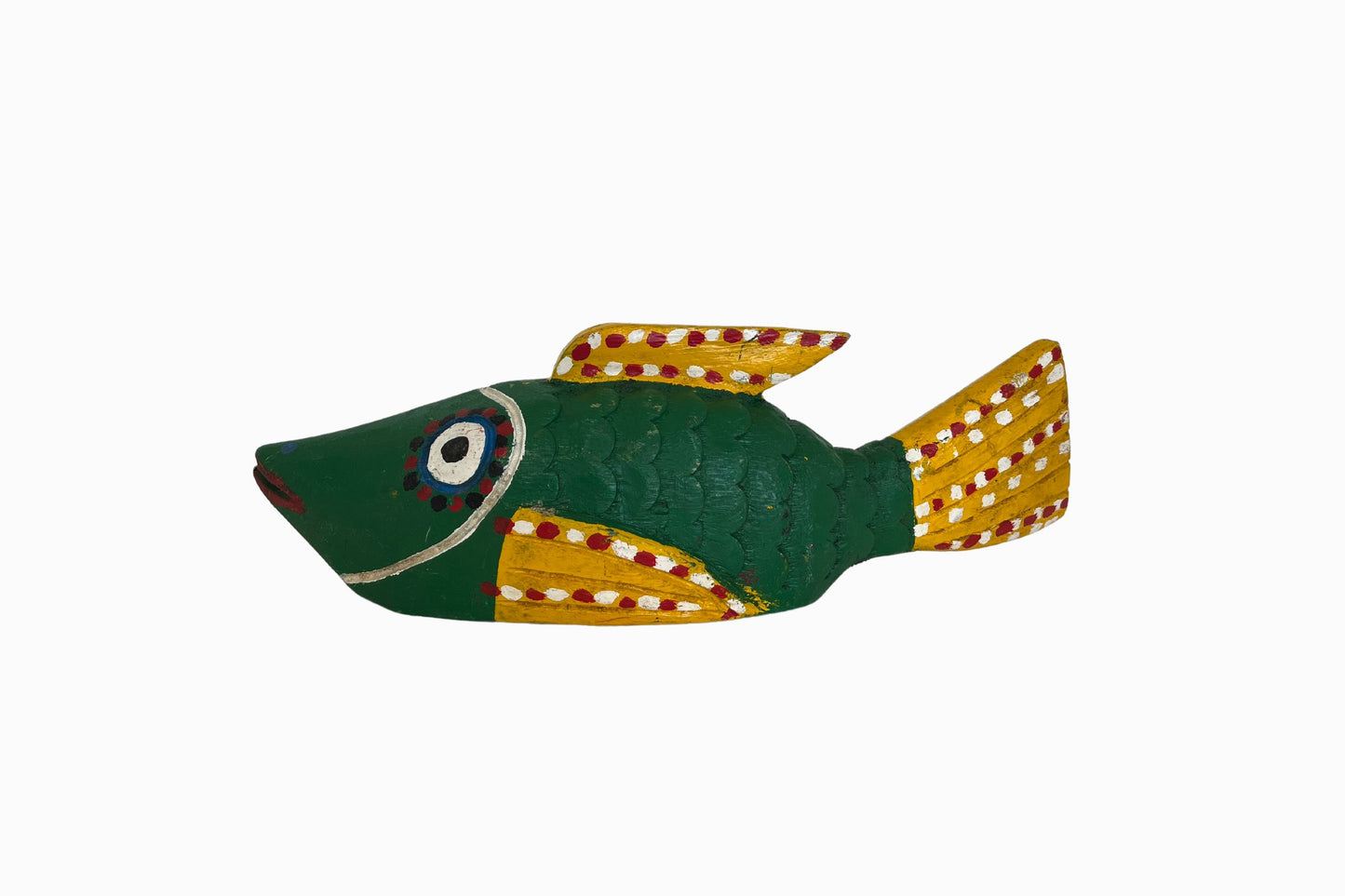 Green and yellow painted Bozo fish.