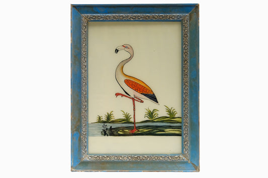A reverse glass painting of a flamingo (Large)