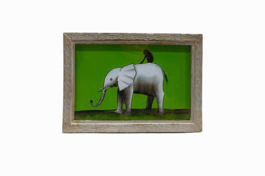 A reverse glass painting of an elephant (small)
