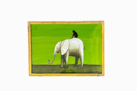 Reverse glass painting of an elephant (Large) 1