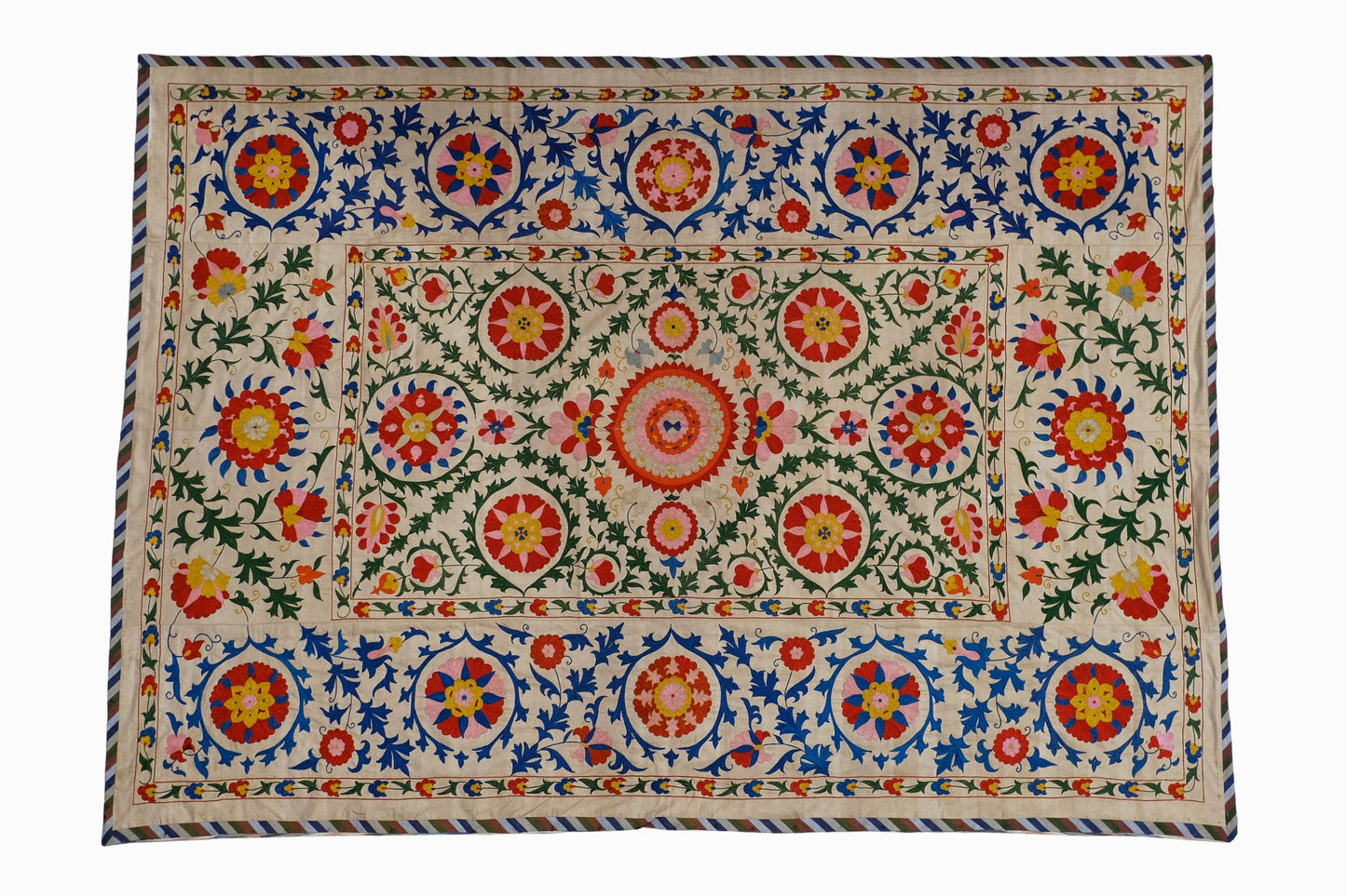 Multicoloured flower Suzani bedspread