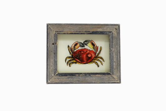 A reverse glas painting of a crab (very small)