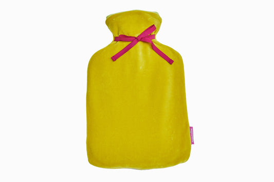Velvet Hot Water Bottle-Yellow