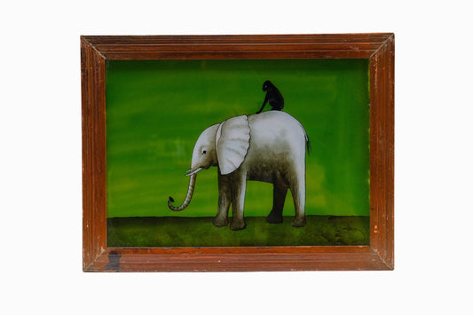 A reverse glass painting of an elephant (large)