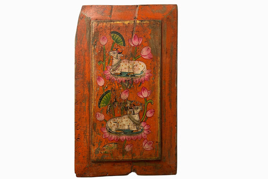 Orange painted Indian wall panel