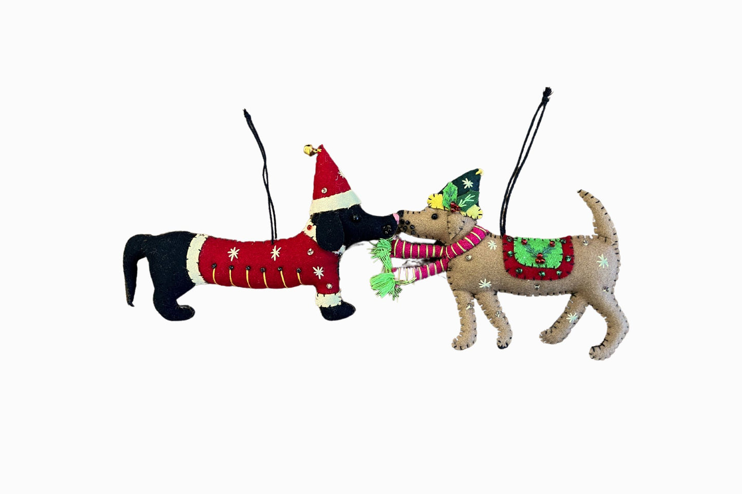 Christmas decorated dachshund