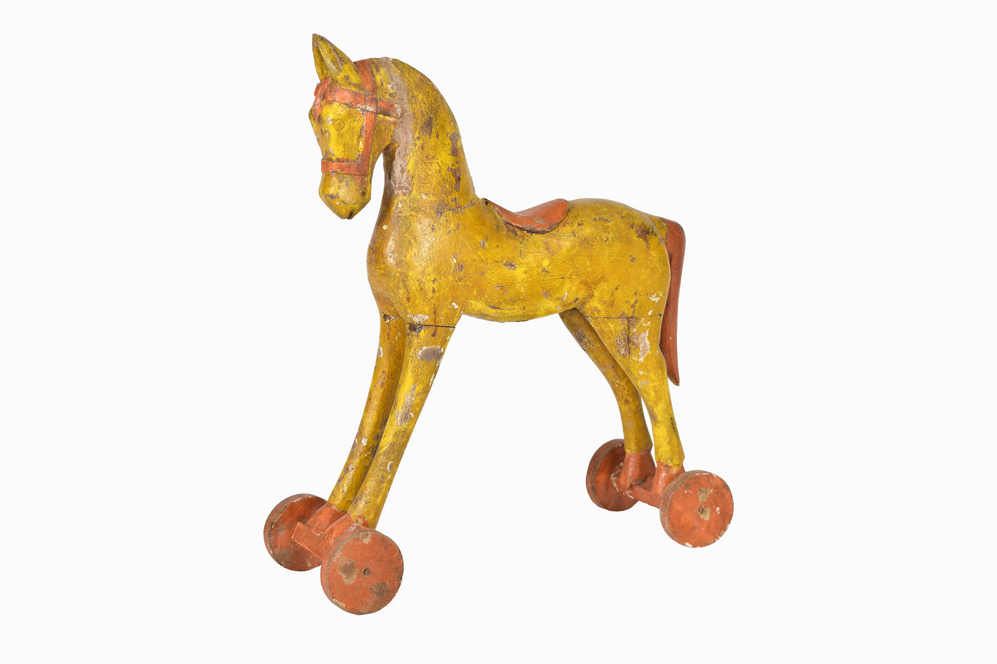 Decorative Yellow Painted Wooden Horse - Large