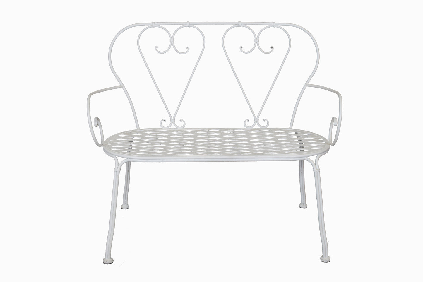 Sofá y silla de corazón de metal blanco