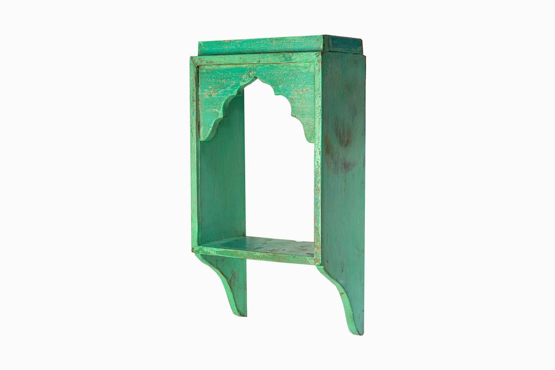 Turquoise painted wooden niche 2.