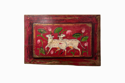 Red painted Indian Wall panel.