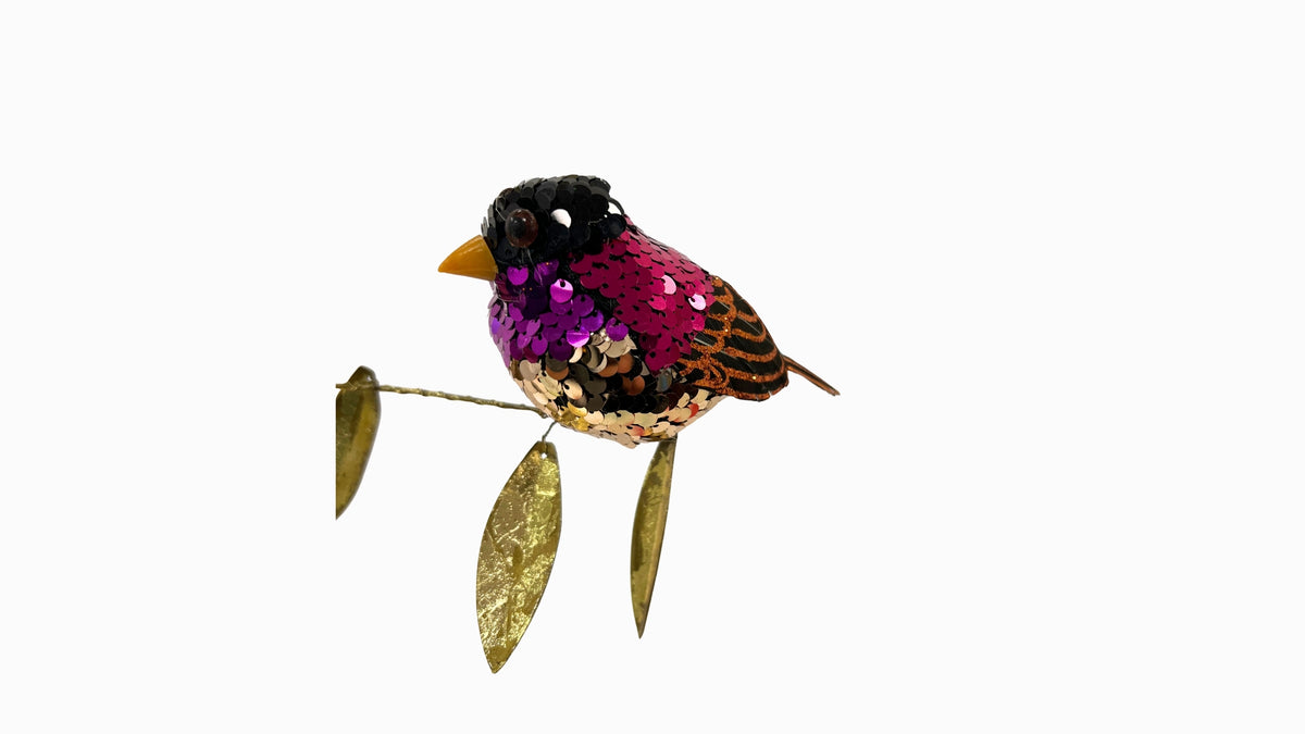 Sequined Clip on Bird Decoration 1
