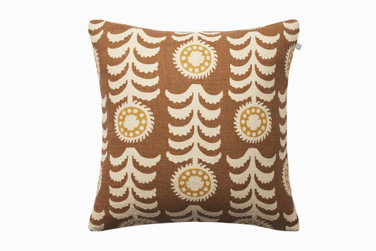 Printed linen cushion - Brown