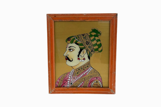 Reverse glass painting of a Maharaja (Medium)