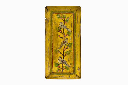 White birds on a Yellow Painted Panel