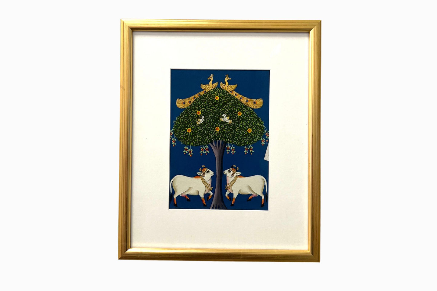 Indian painting of holy cows under a tree