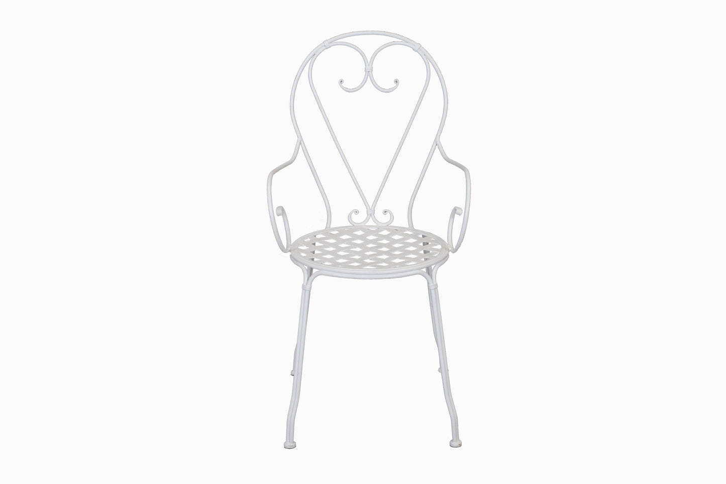 Sofá y silla de corazón de metal blanco