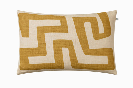 Abstract printed cushion - yellow