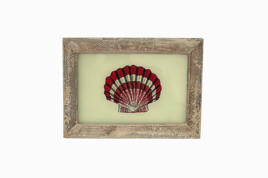 A reverse glass painting of a scallop shell (small)