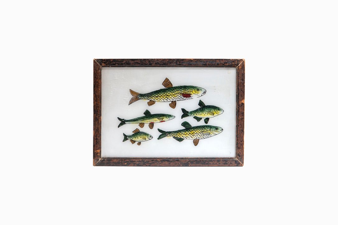 An Indian glass painting of fish. (Medium)
