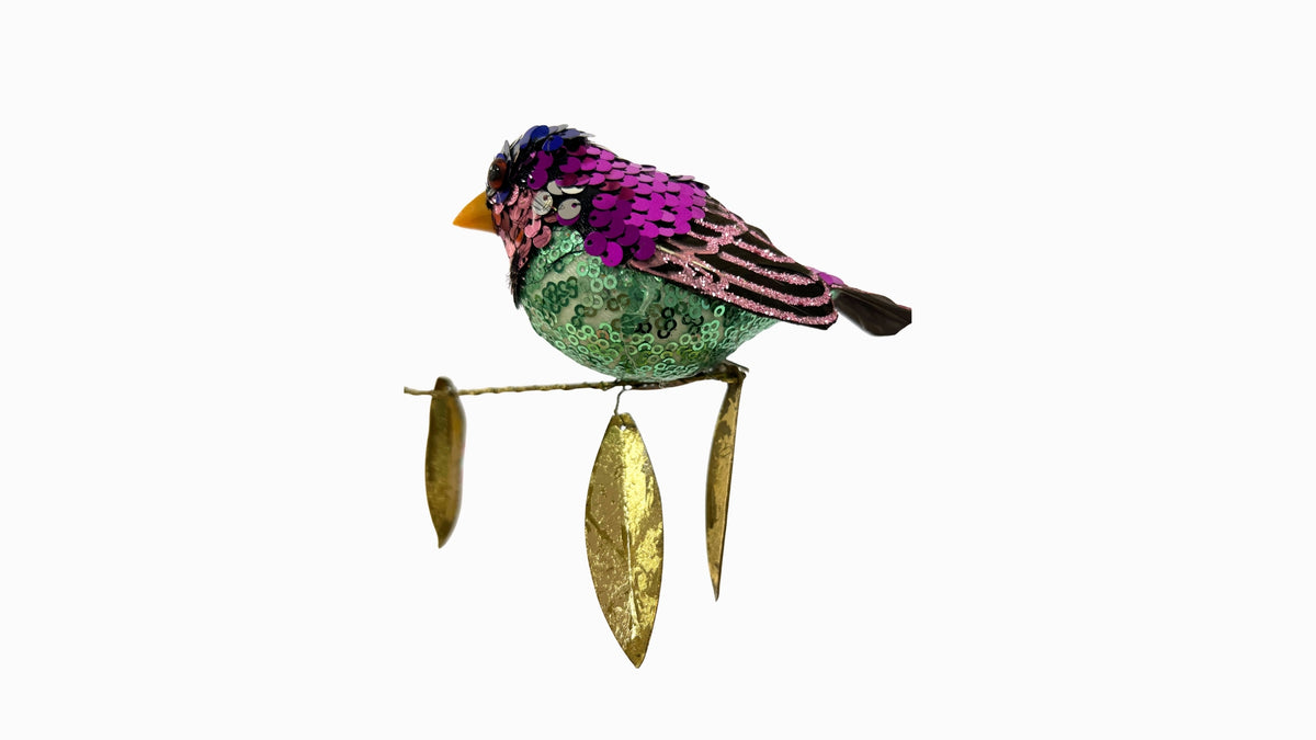 Sequined Clip on Bird Decoration 6