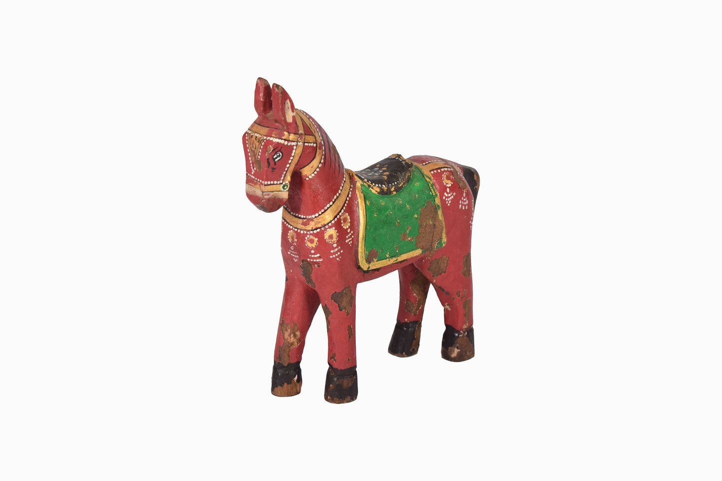 Decorative Red Painted Wooden Horse - Medium