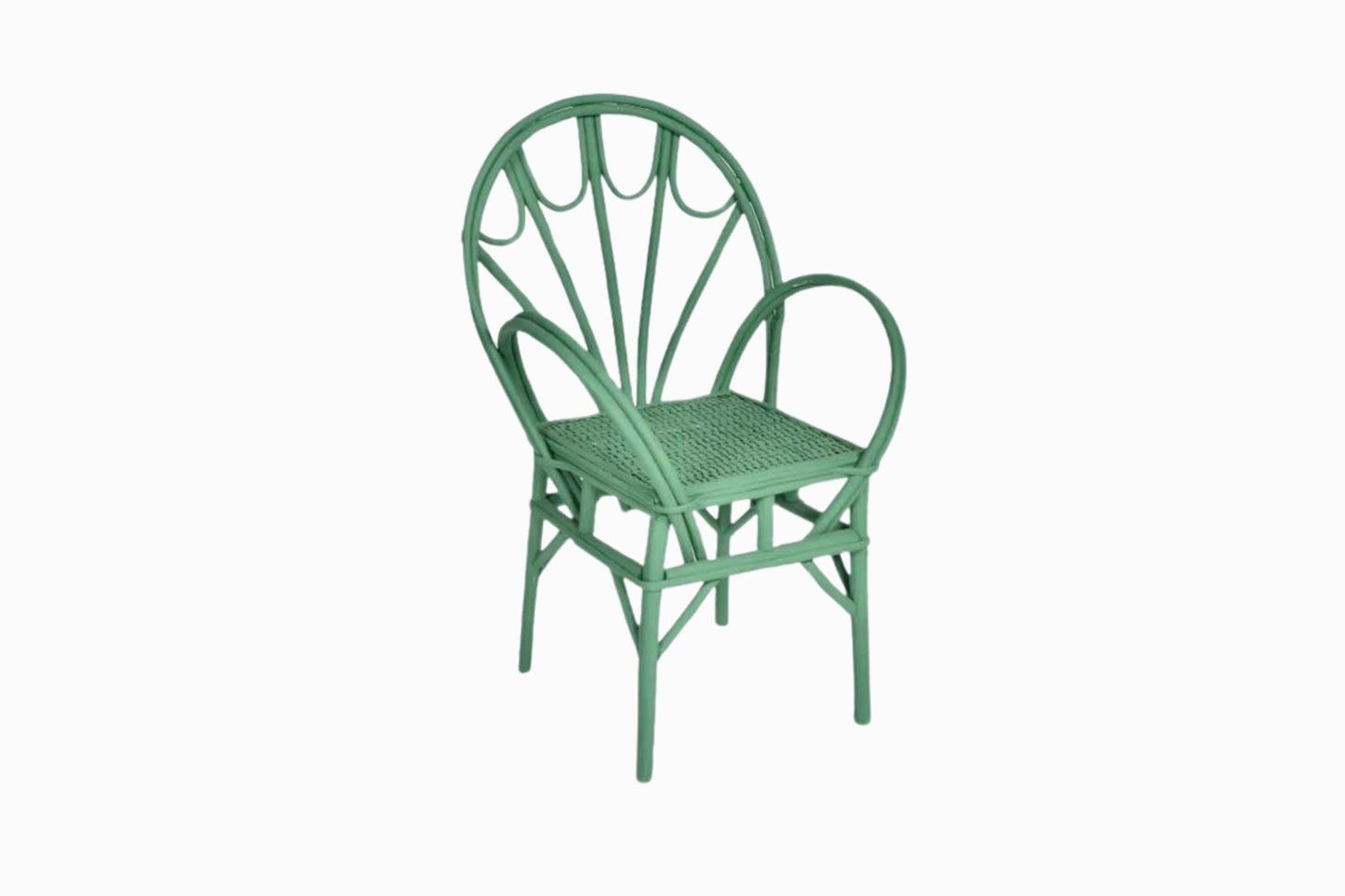 Silla de madera curvada y ratán Ref A verde