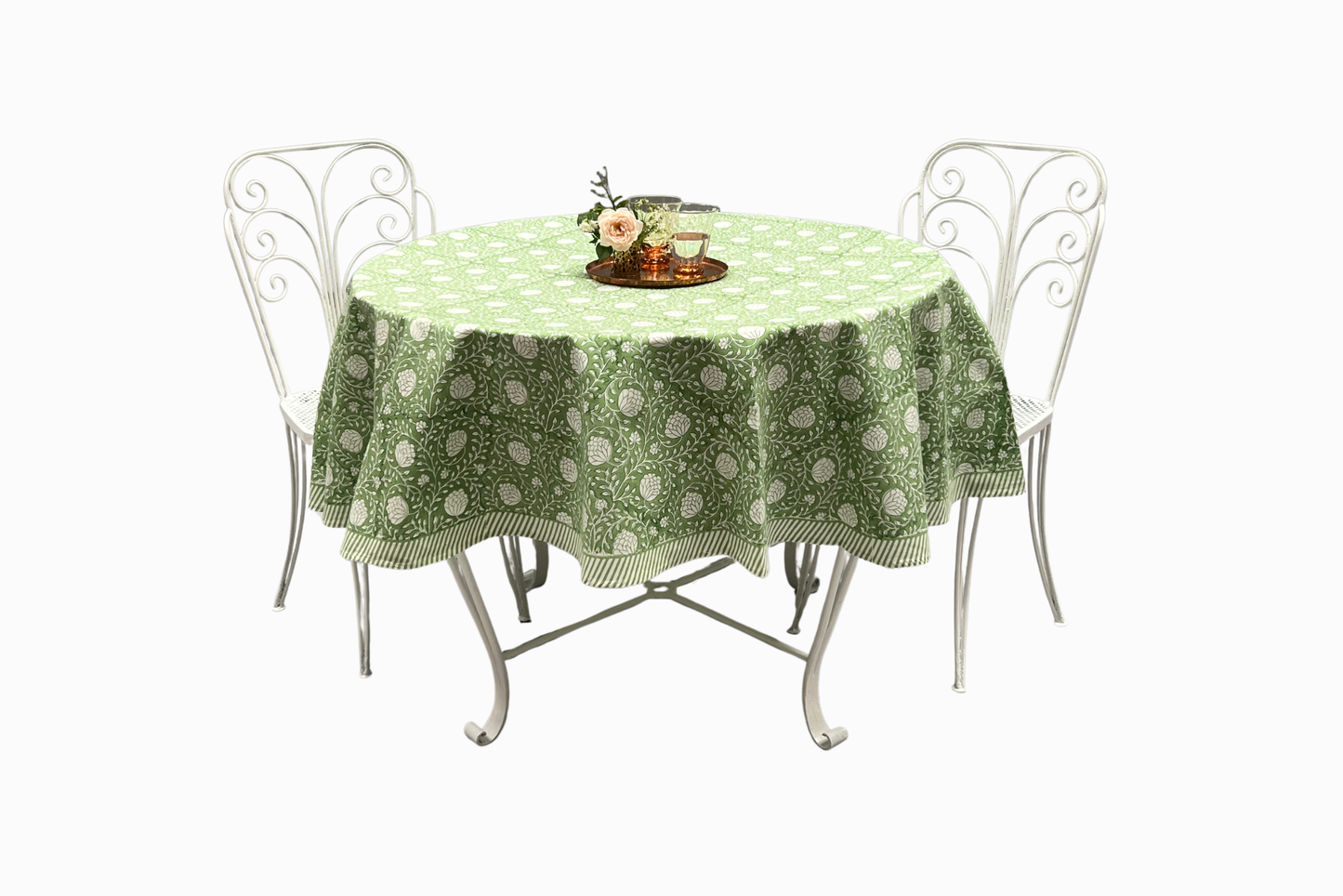 Mantel de algodón TC5 con estampado de bloques de granados 