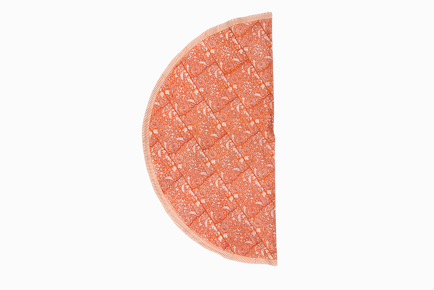 Orange Block Print Cotton Tablecloth - Round