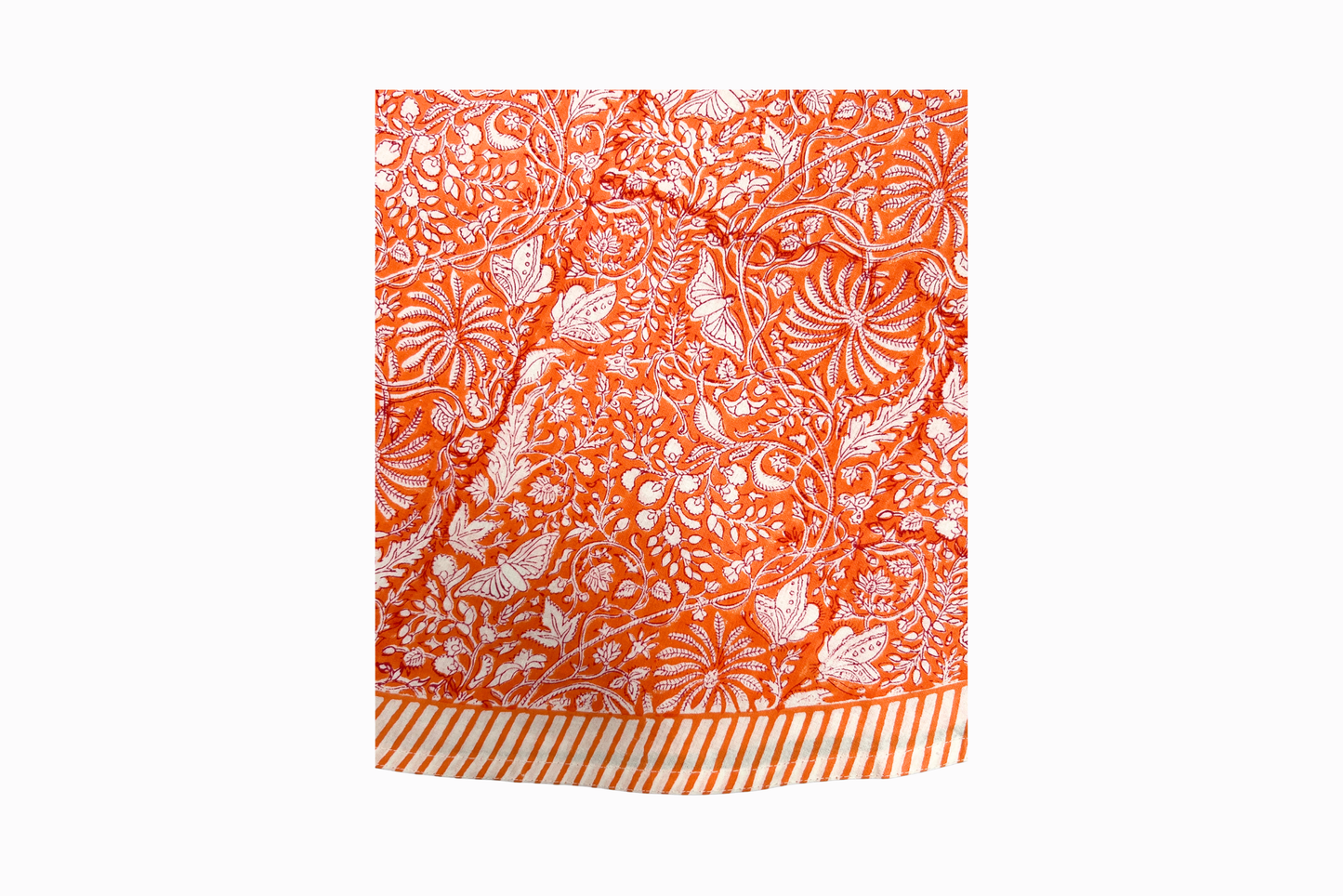 Orange Block Print Cotton Tablecloth - Round