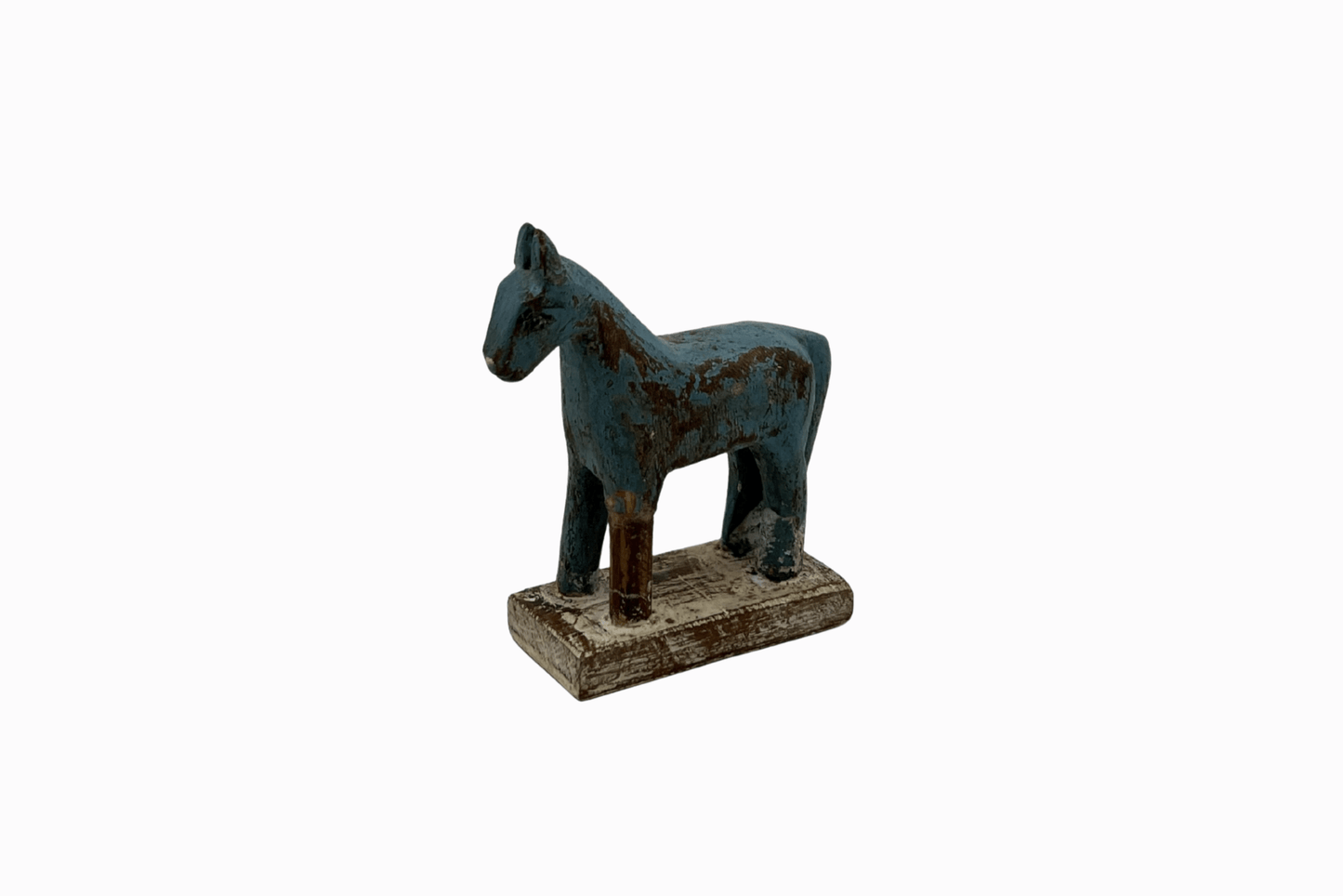 Blue painted small wooden horse