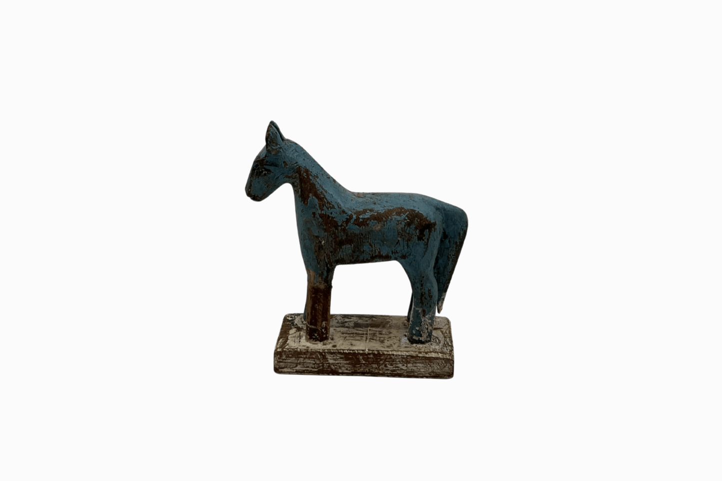 Blue painted small wooden horse