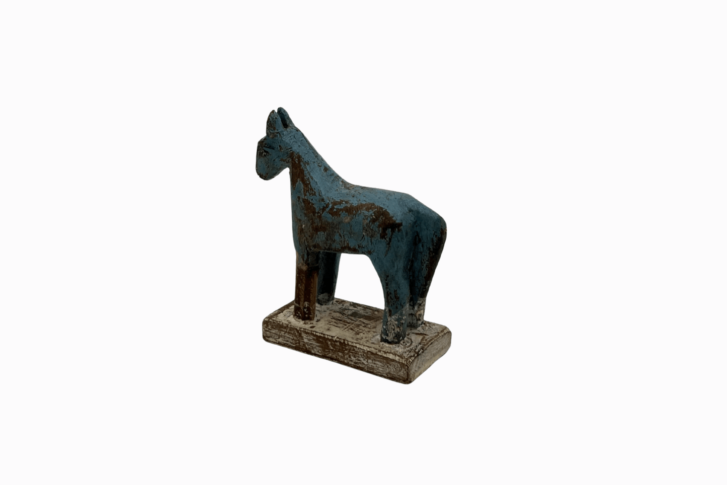 Blue painted small wooden horse