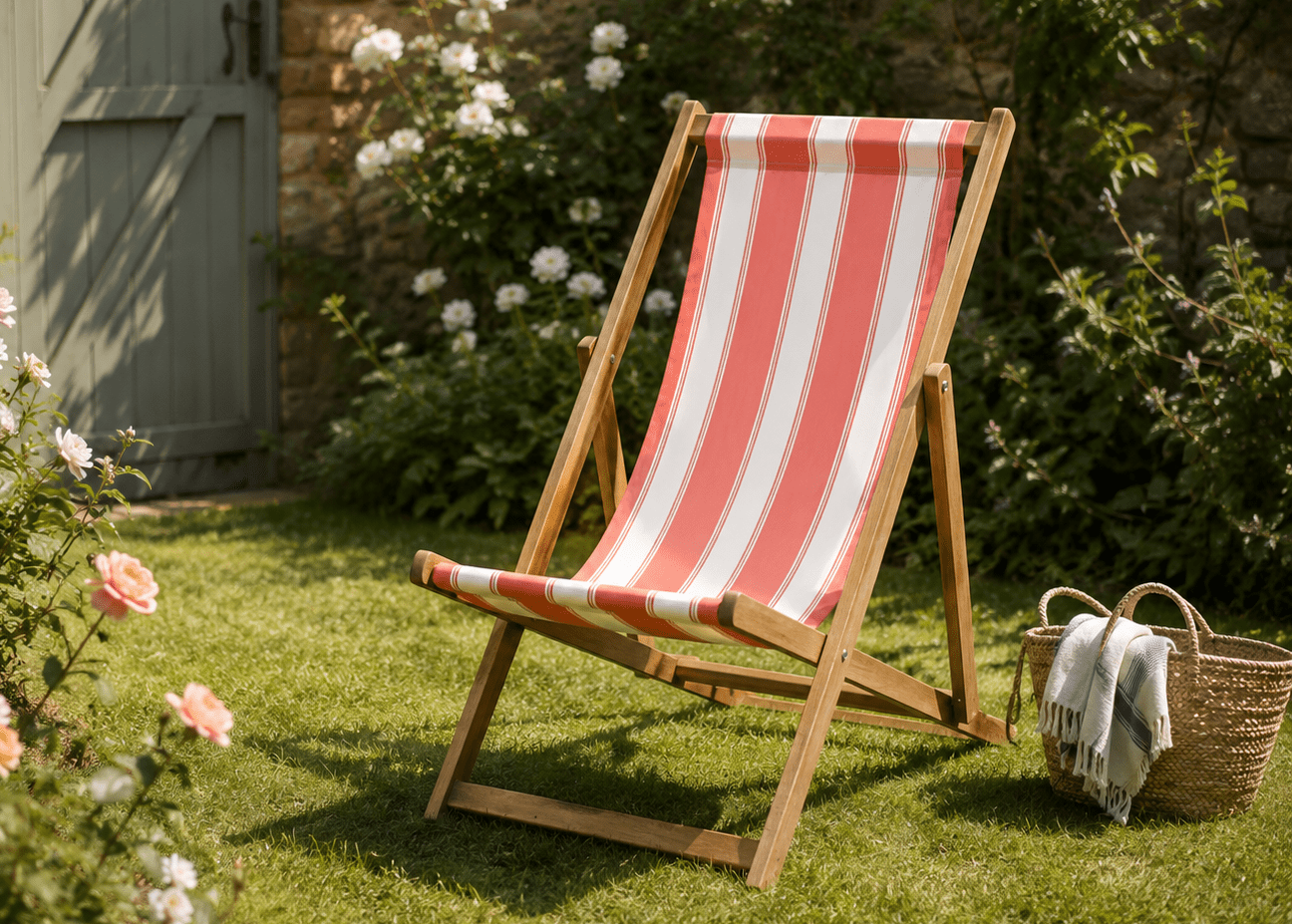Coral Stripe Deckchair