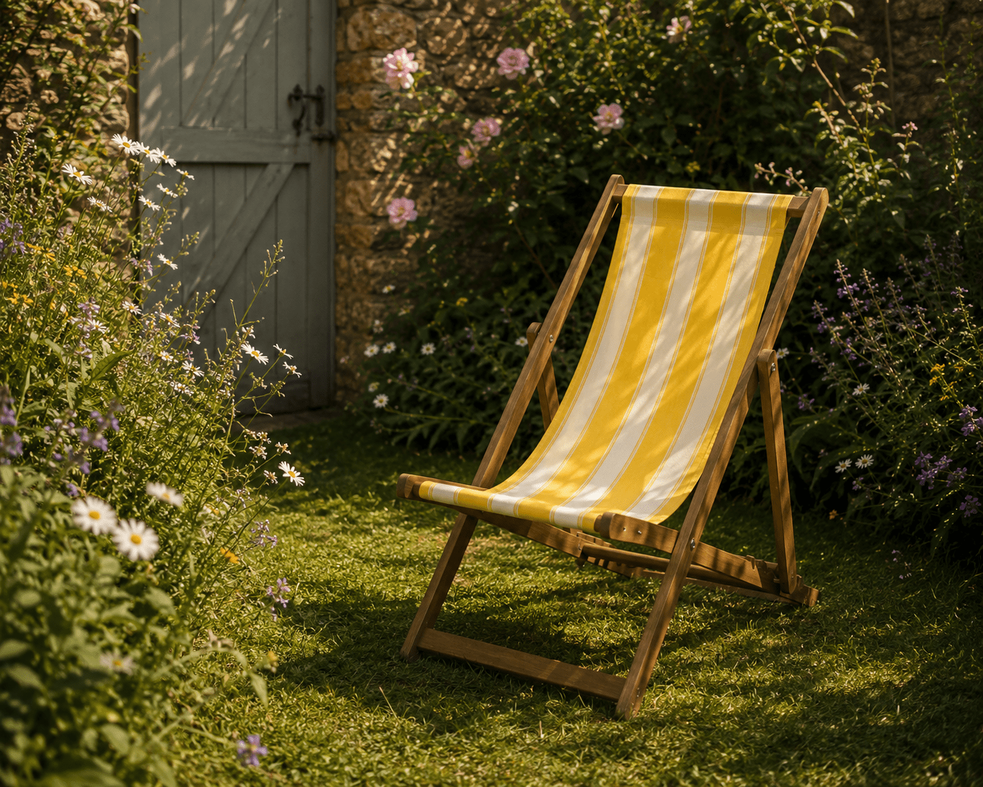 Yellow Stripe Deckchair